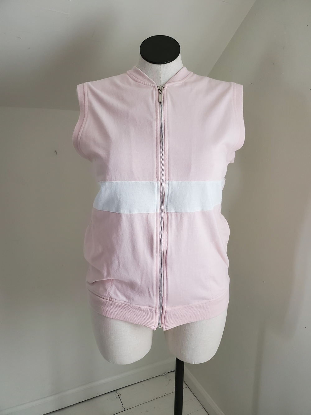 90s Vintage Blush Rose Punk Sleeveless Zip-up Top